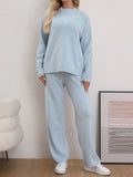 Mock Neck Long Sleeve Top and Pants Sweater Set