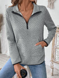 Perfee Texture Half Zip Long Sleeve Sweatshirt