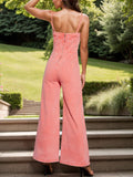 MeiMei Spaghetti Strap Wide Leg Denim Overalls