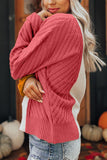 Color Block Textured Drop Shoulder Sweater