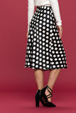 RENEE C Polka Dot Satin Midi Skirt