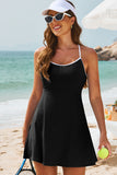 Contrast Trim Scoop Neck One-Piece Swimwear