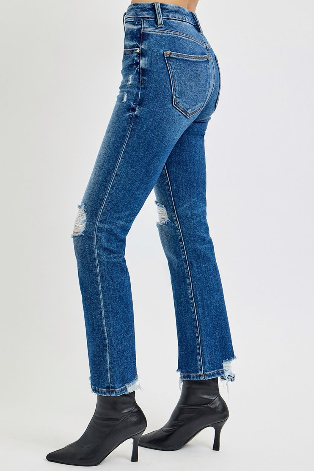 RISEN Full Size High Rise Distressed Crop Straight Jeans