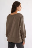 Exposed Seam High-Low Long Sleeve Sweatshirt