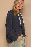 POL Cable Knit Hooded Chenille Sweater
