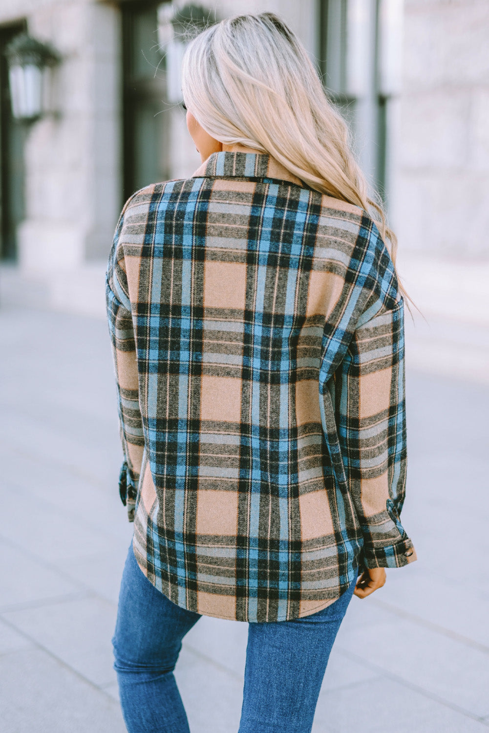 Plaid Collared Neck Long Sleeve Shirt