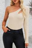 Cutout One Shoulder Long Sleeve Bodysuit