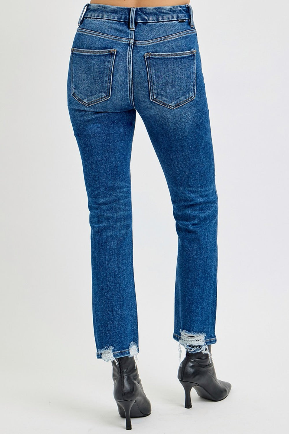 RISEN Full Size High Rise Distressed Crop Straight Jeans