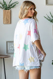 HOPELY Full Size Multi Colored Star Print T-Shirt