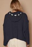 POL Cable Knit Hooded Chenille Sweater