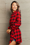 Honey Plaid Tie Waist Balloon Sleeve Mini Dress