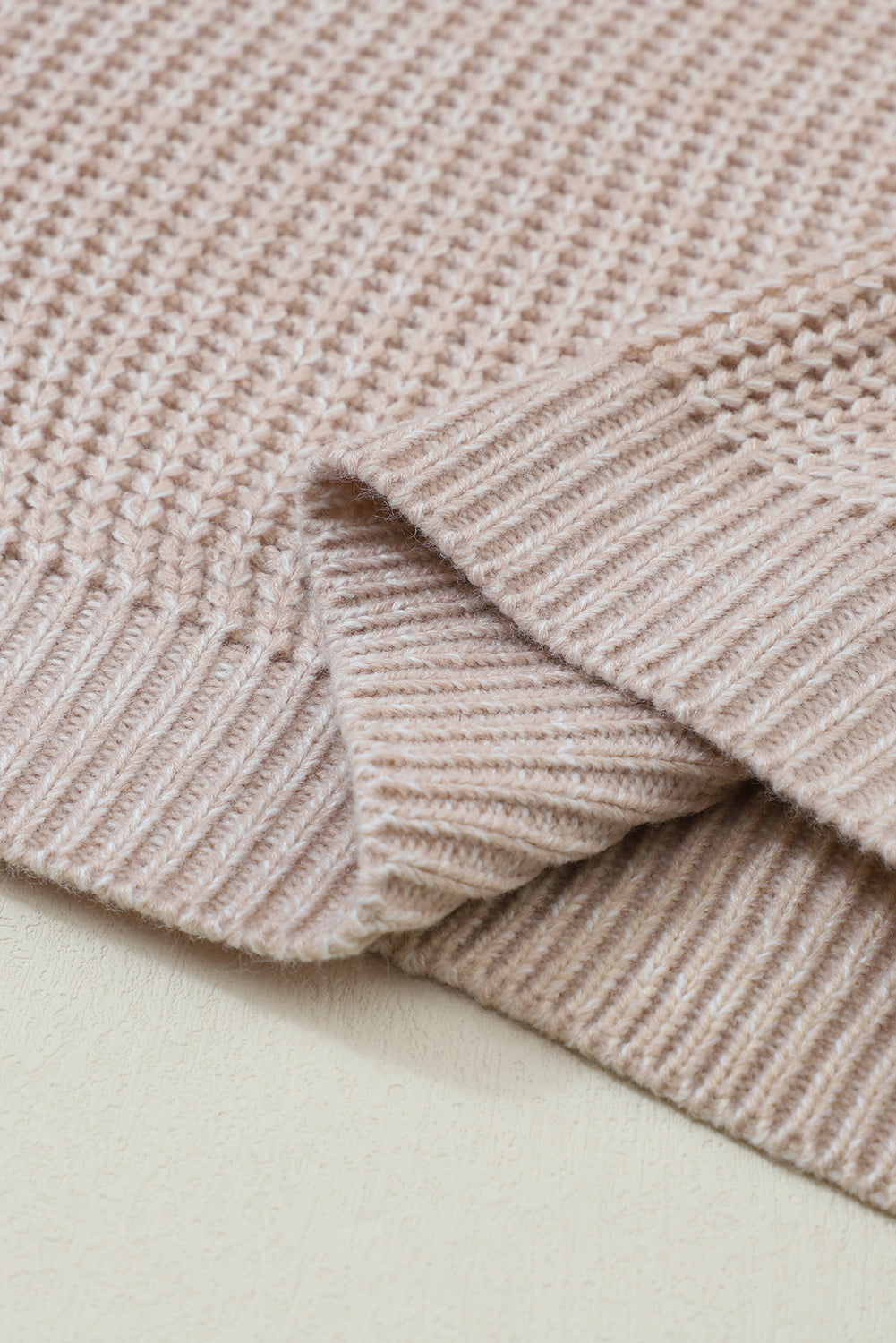 Cable-Knit Round Neck Dropped Shoulder Sweater