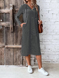 Striped Zip Front Hooded Dress