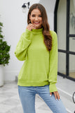 Mock Neck Dropped Shoulder Long Sleeve Sweater