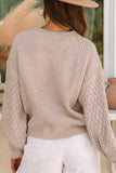 Cable-Knit Round Neck Dropped Shoulder Sweater