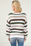 Striped Openwork Dropped Shoulder Sweater