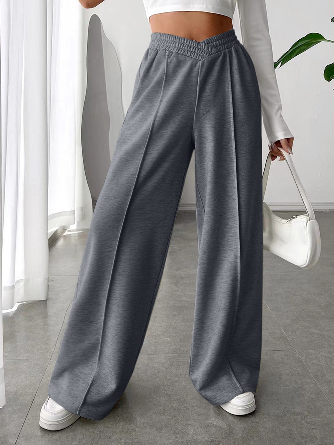 Elastic Waist Wide Leg Pants