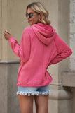 Exposed Seam Zip Up Long Sleeve Drawstring Hoodie