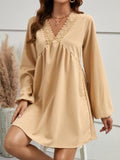 Honey V-Neck Lace Detail Mini Dress