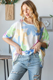 HOPELY Floral Round Neck Waffle T-Shirt