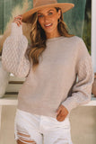 Cable-Knit Round Neck Dropped Shoulder Sweater