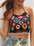 Geometric Halter Neck Swim Top