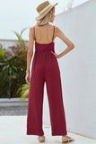 V-Neck Spaghetti Strap Wide Leg Jumpsuit