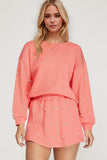 Oh Pearl Trim Round Neck Long Sleeve Top and Skirt Set