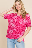 BOMBOM Leopard V-Neck Short Sleeve T-Shirt