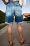 MeiMei Raw Hem Denim Shorts with Pockets