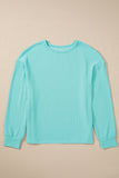 Corded Knit Round Neck Long Sleeve Top