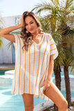 Angel Wings Openwork V-Neck Short Sleeve Cover Up